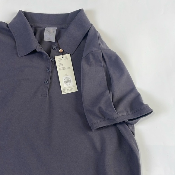NWT Calia Pique Puff Sleeves Polo T-Shirt XXL Carbon Gray 3/4 Button Down Golf - Picture 9 of 16